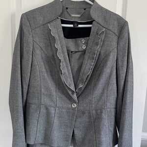 Gray Ruffled Blazer